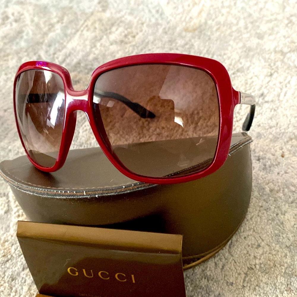 Gucci Red Oversized Acetate Sunglasses